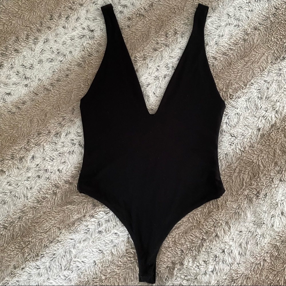 Black V-Neck Bodysuit